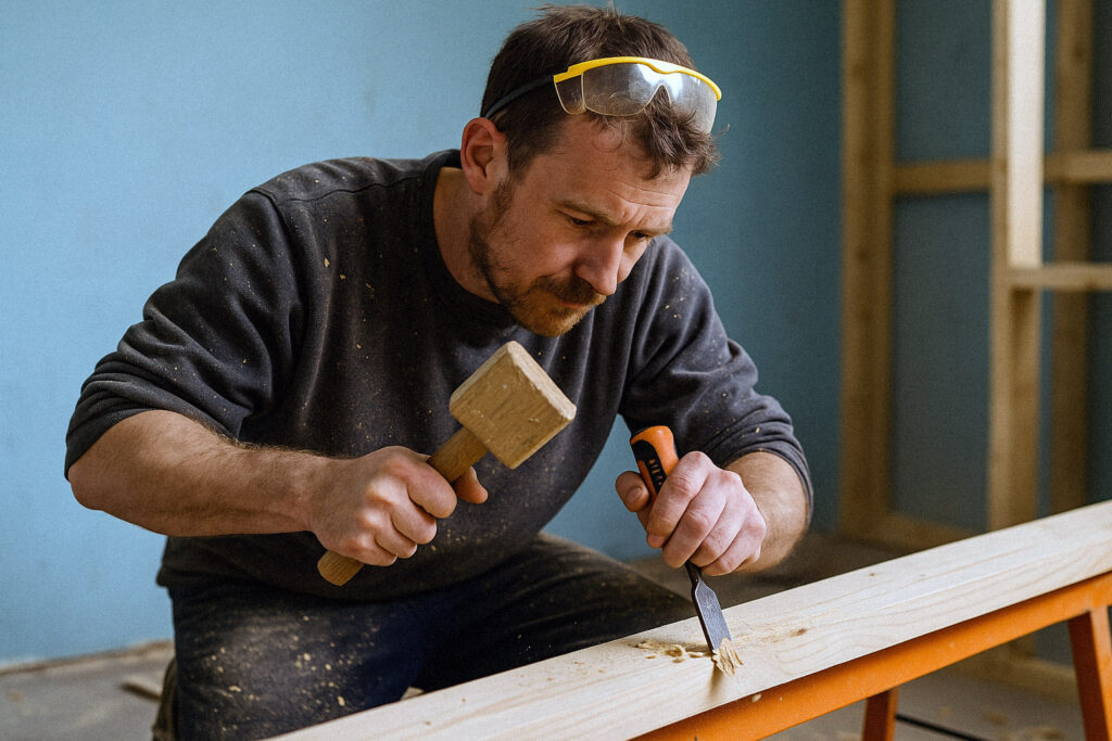 Tradesperson working inside a property