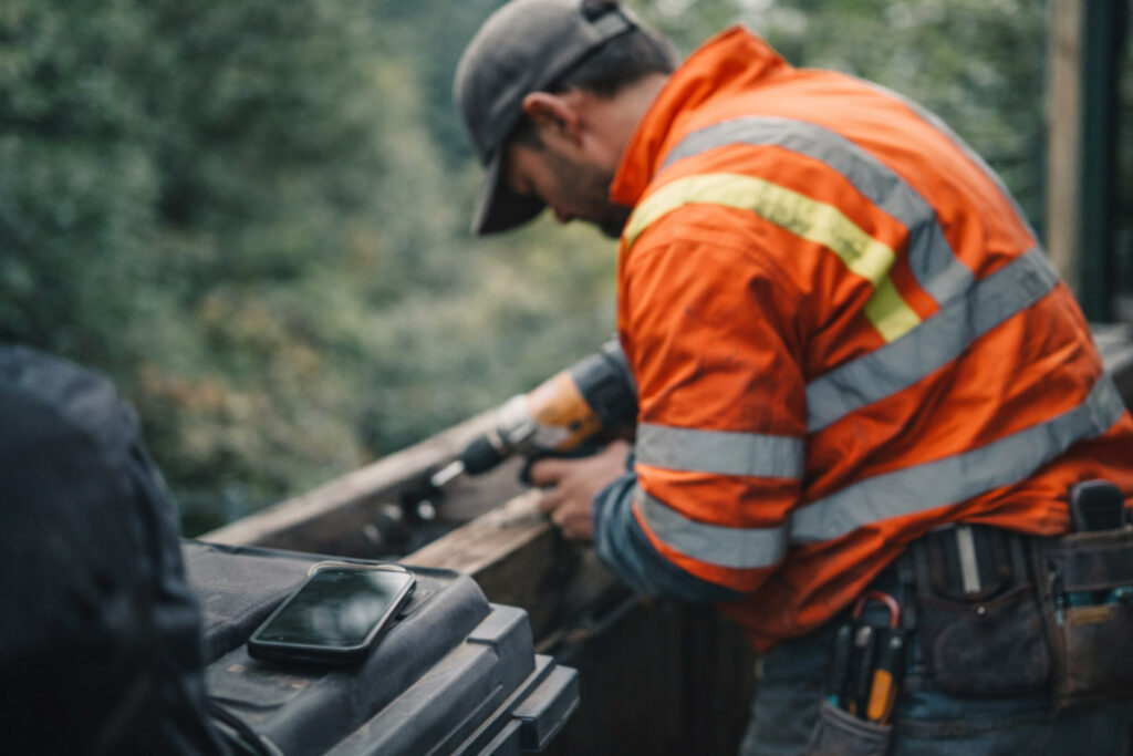 Local tradesperson working outside