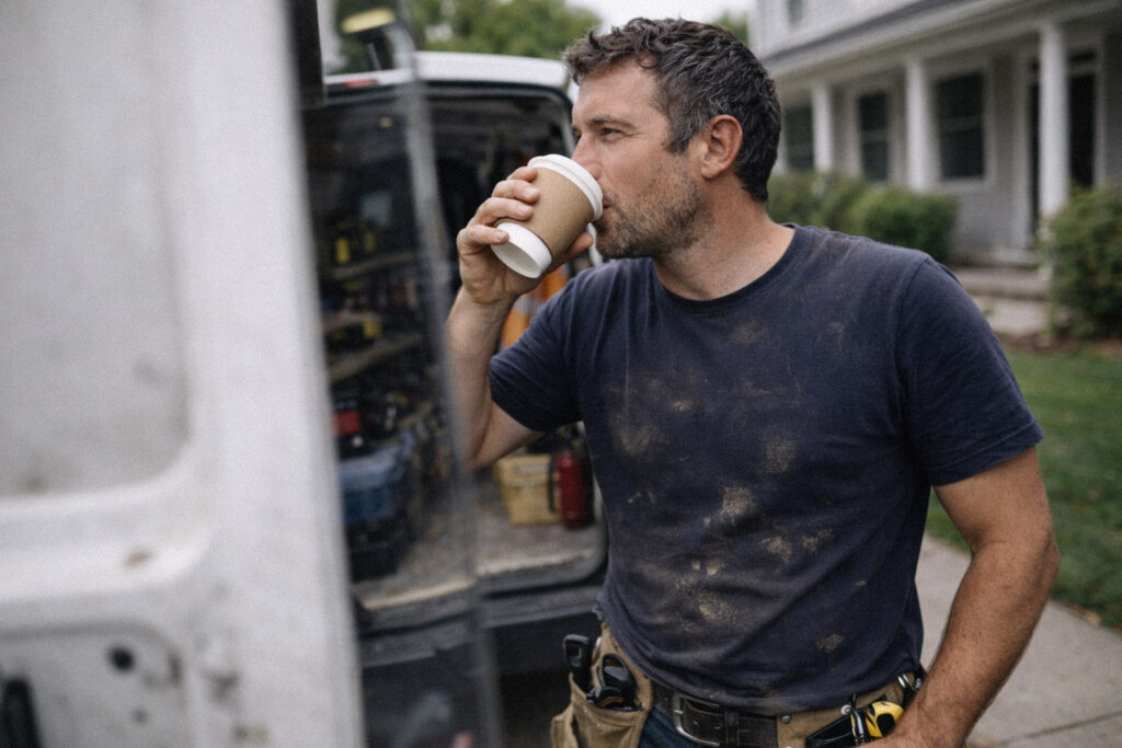 Taking a short break during the workday.